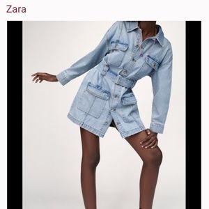 NWT ZARA Light blue Denim The Lexi Mini Dress sz XS - Zara denim jacket dress